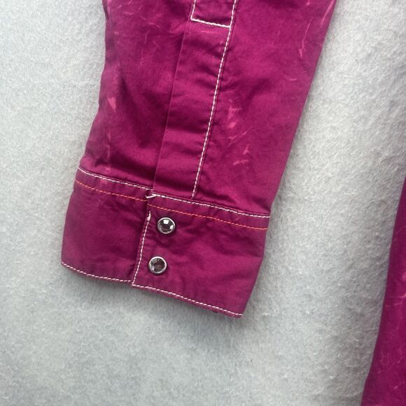 Rock 47 By Wrangler XL Western Shirt Snap Pink Embroidered Rodeo Rhinestone - Picture 7 of 15